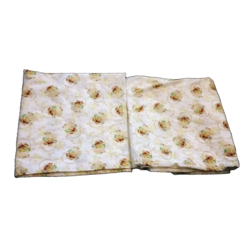 Handmade Easter Pillowcases Bunny Basket Eggs Pink Blue Edge Set Of 2 37